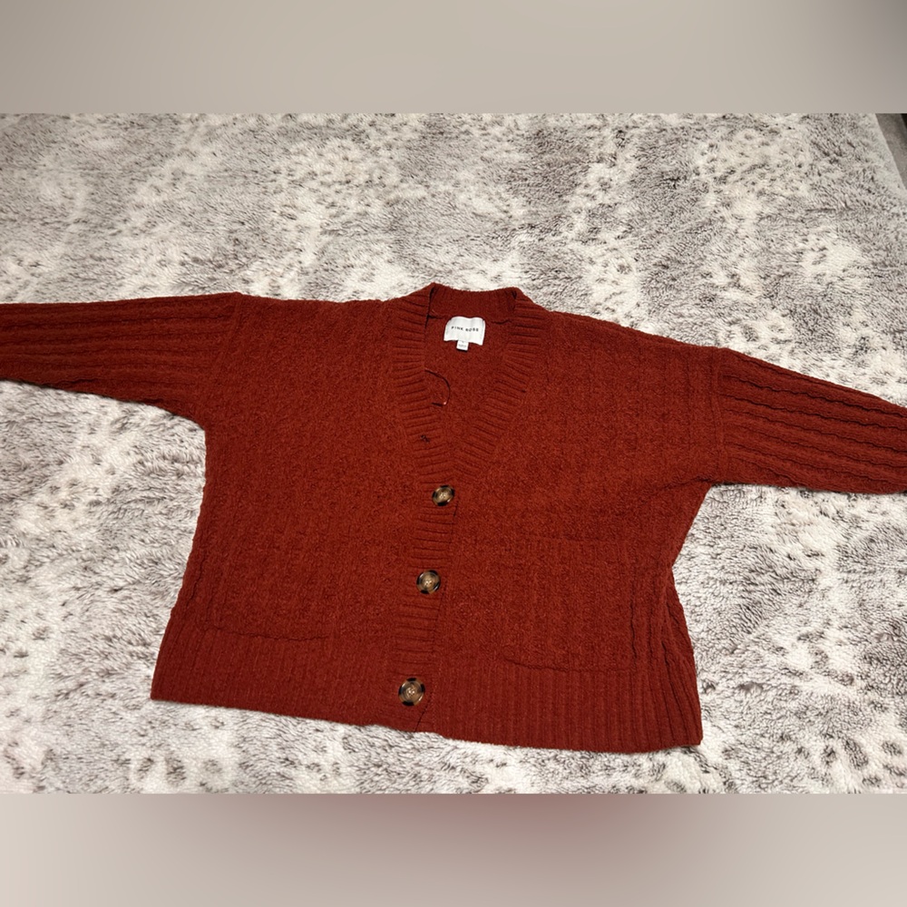 Pink Rose Warm Rust Cardigan